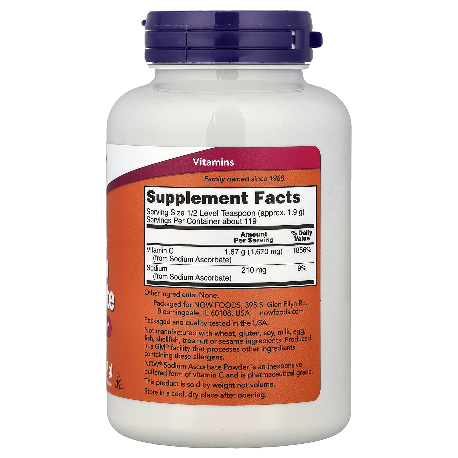 Порошок NOW Foods Sodium Ascorbate, 227 г — фото 2