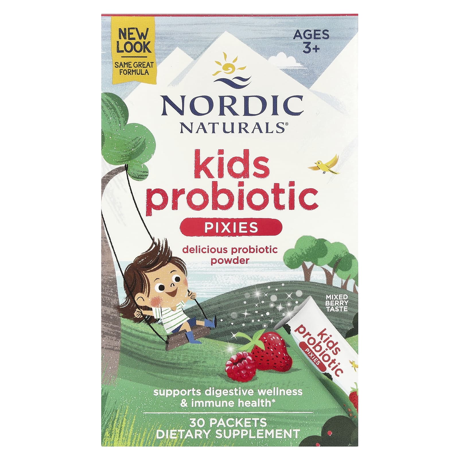 Детский пробиотик Nordic Naturals Pixies Mixed Berry, оттенок 30 Packets, для детей от 3 лет, 1 г, саше — фото 2