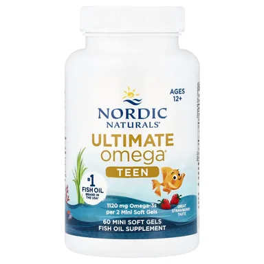 Фото товара: Рыбий жир Nordic Naturals Teen Ultimate Omega® Strawberry, для детей от 12 лет, 60 мягких капсул