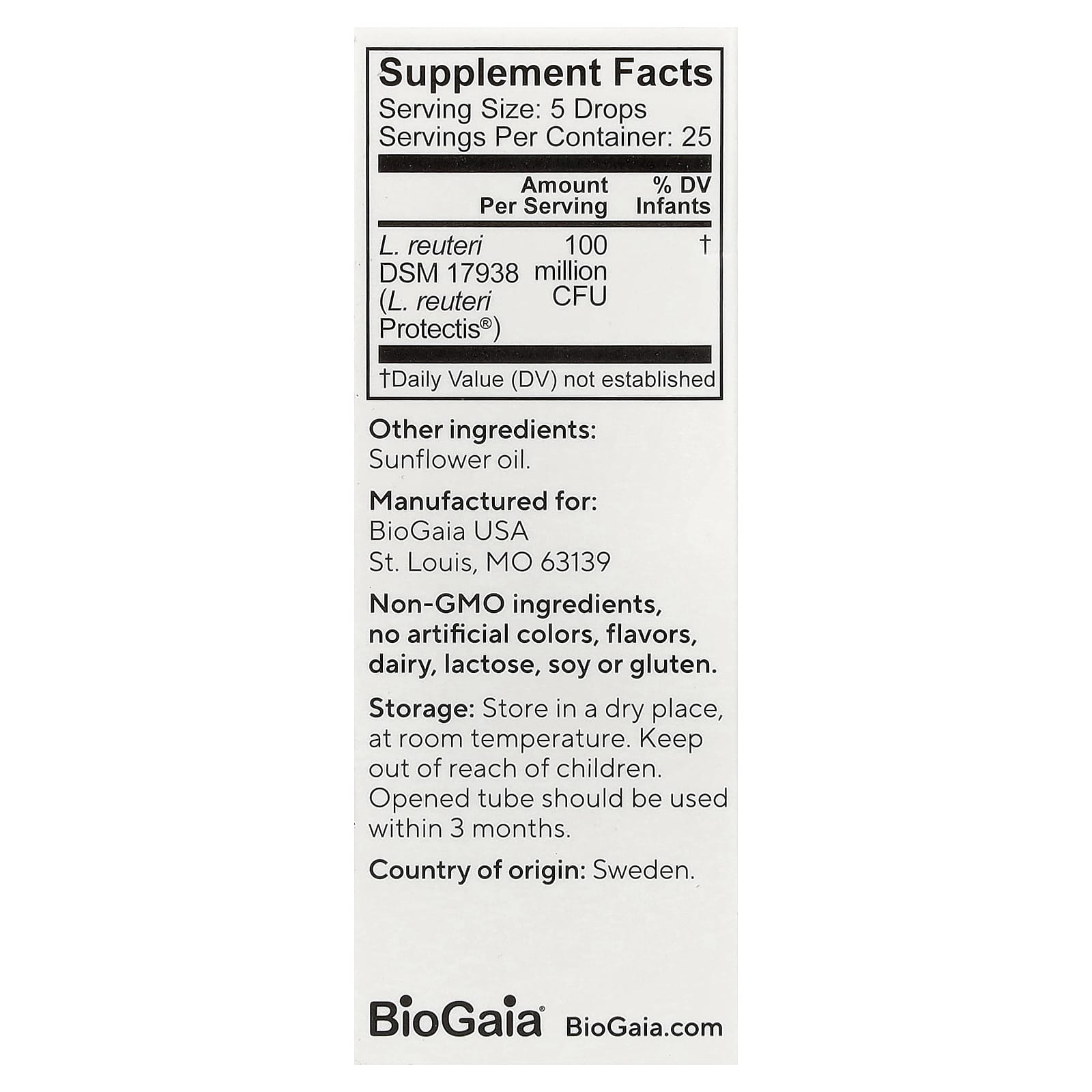 Детский пробиотик BioGaia Protectis® Drops, оттенок 100 Million CFU, 5 мл, капли — фото 3