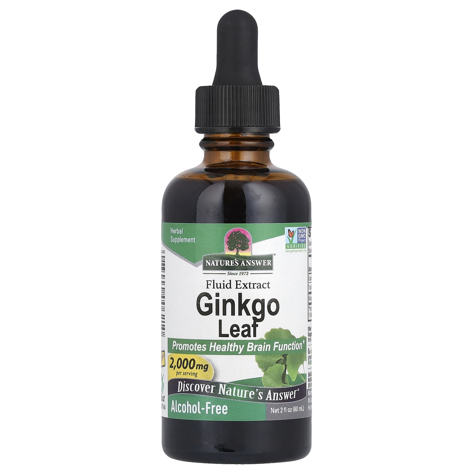Гинкго билоба Nature's Answer Leaf Fluid Extract, 60 мл