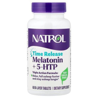 Мелатонин Natrol 5-HTP Time Release 60 Bi-Layer Tablets, таблетки
