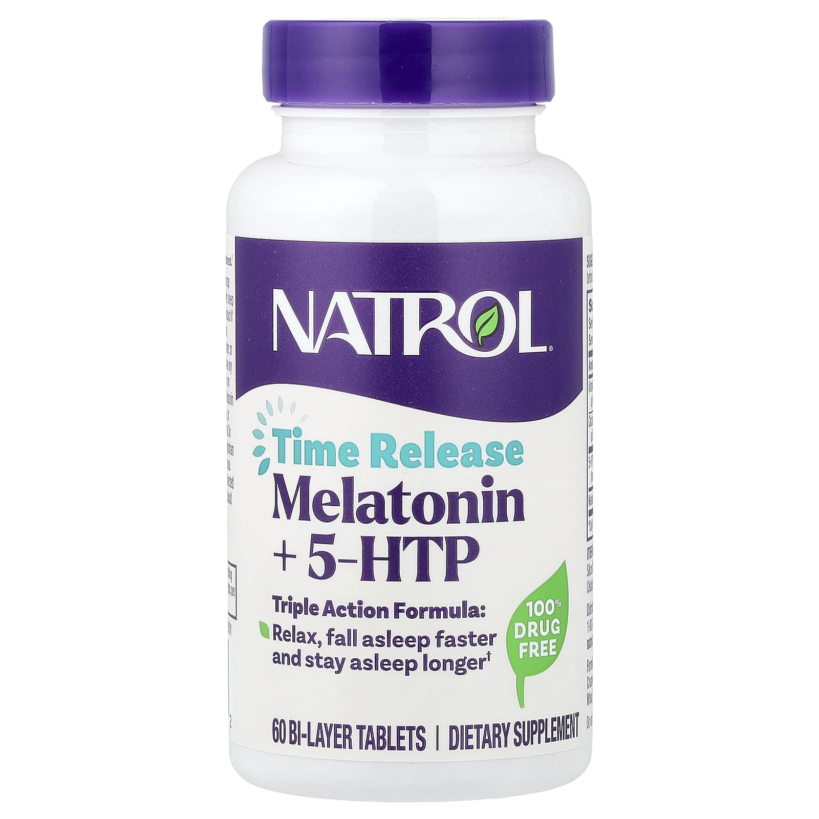 Мелатонин Natrol 5-HTP Time Release 60 Bi-Layer Tablets, таблетки