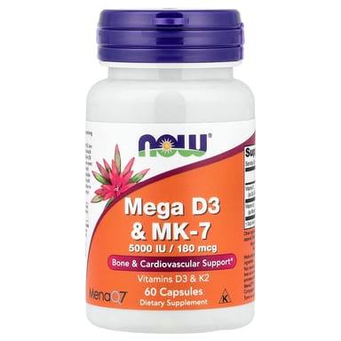 Витамин D3 NOW Foods Mega & MK-7, 60 капсул