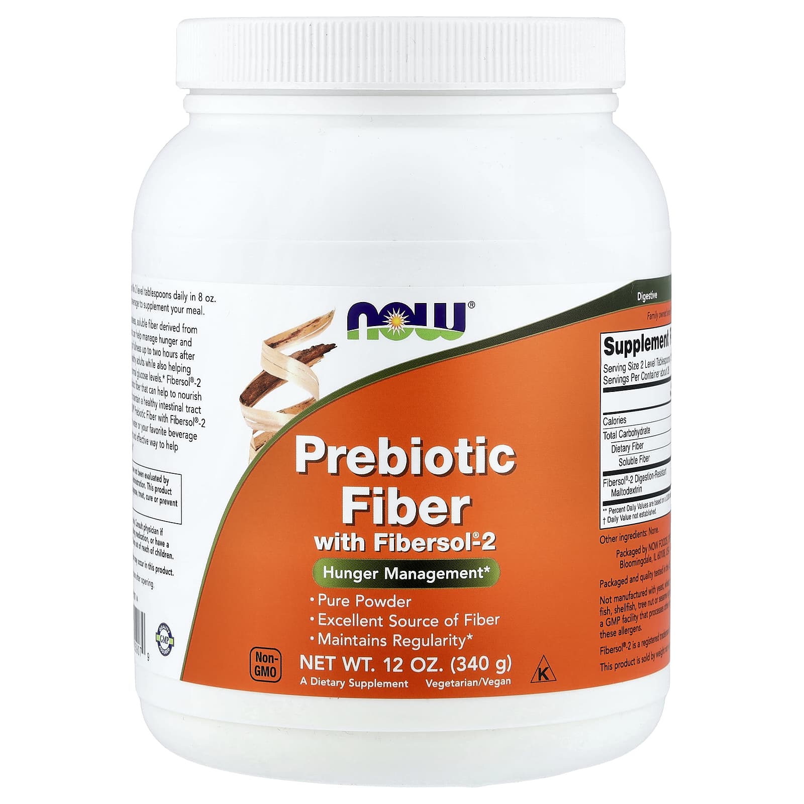 Пребиотик NOW Foods Fiber with Fibersol®-2, 340 г