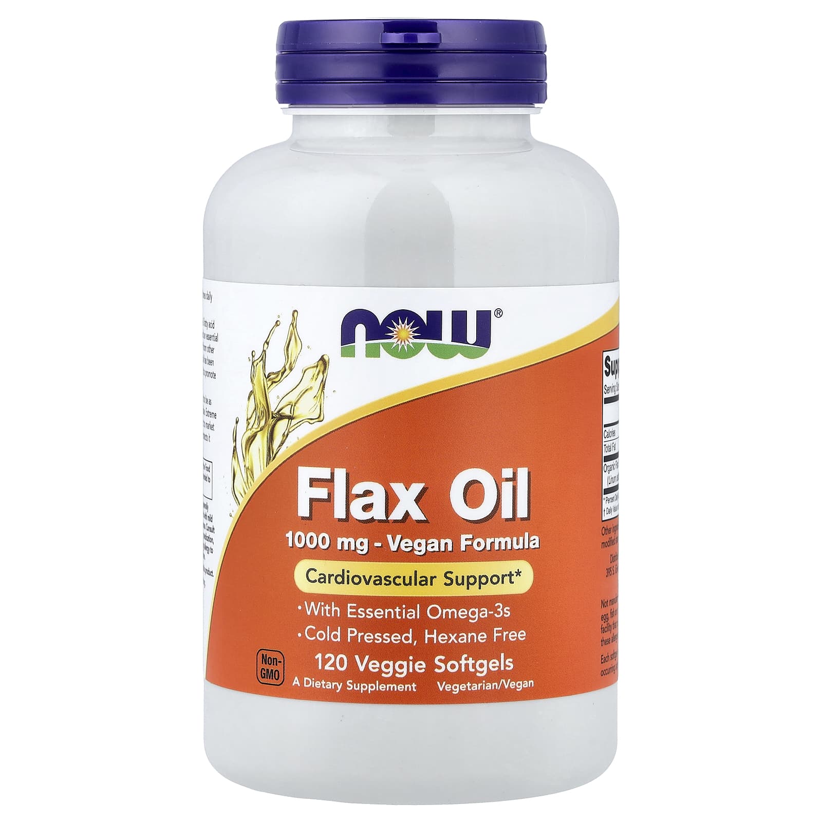 Масло NOW Foods Flax 120 Veggie, 1000 мг, мягкие капсулы