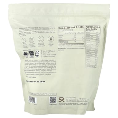 Коллаген Sports Research Peptides, без вкуса, оттенок 20 Single Packets, 11 г, саше