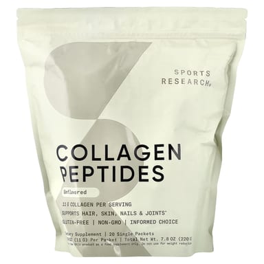 Коллаген Sports Research Peptides, без вкуса, 20 Single Packets, 11 г, саше