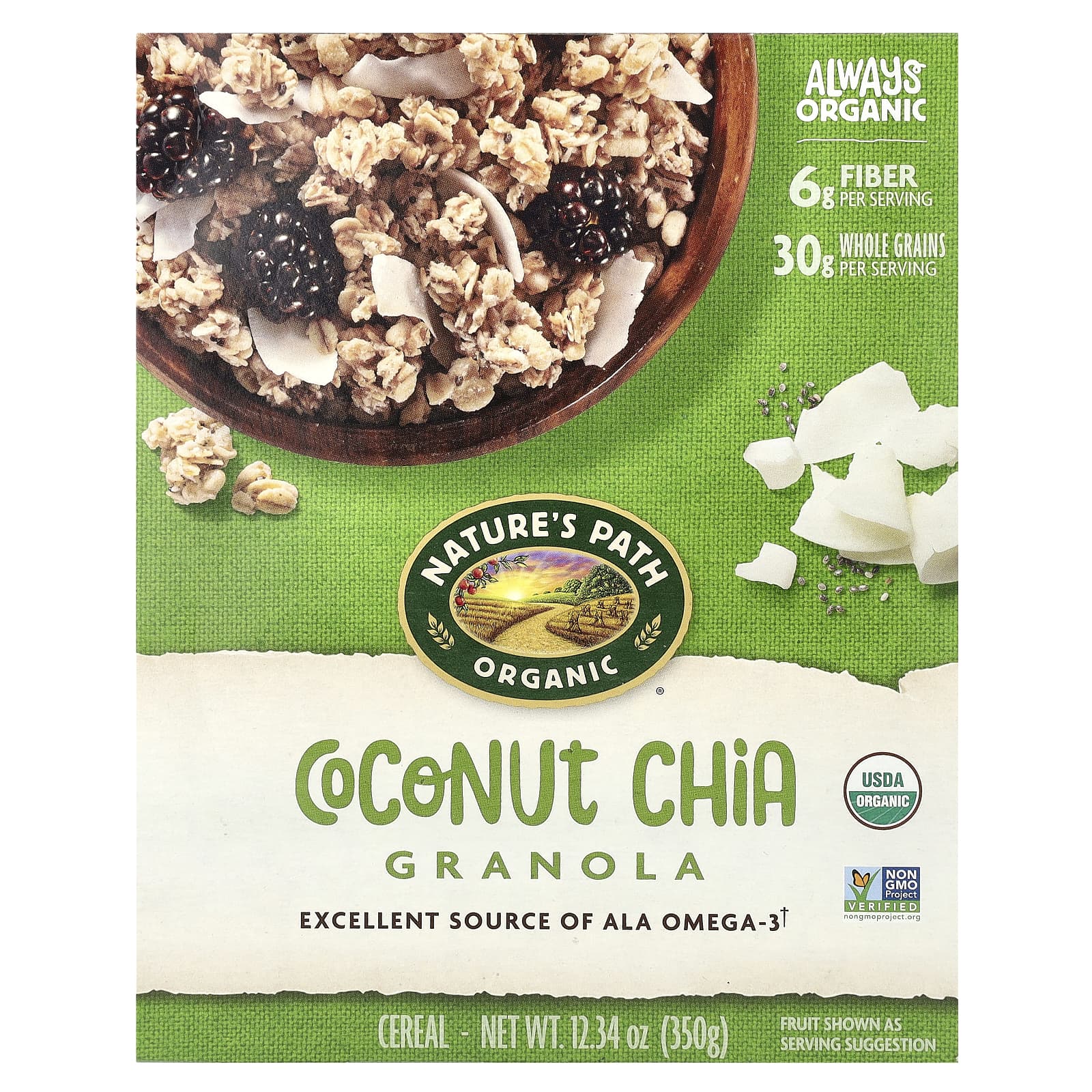 Гранола Nature's Path, вкус Organic Coconut Chia Granola Cereal, 350 г