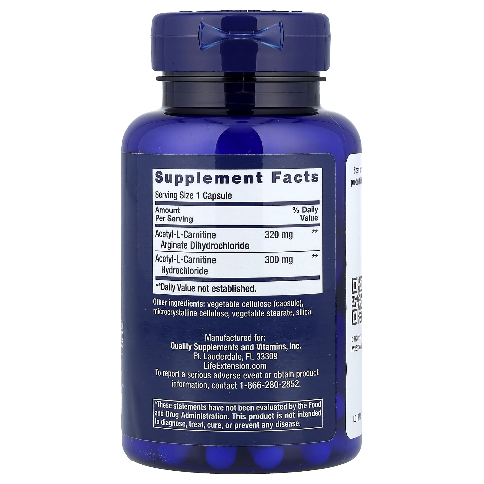 Ацетил-L-карнитин Life Extension Acetyl-L-Carnitine Arginate, 90 капсул — фото 2