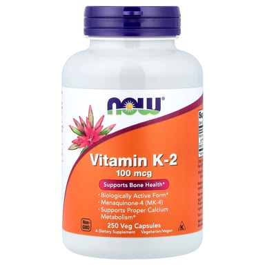 Витамин K NOW Foods -2, 100 мкг, 250 растительных капсул