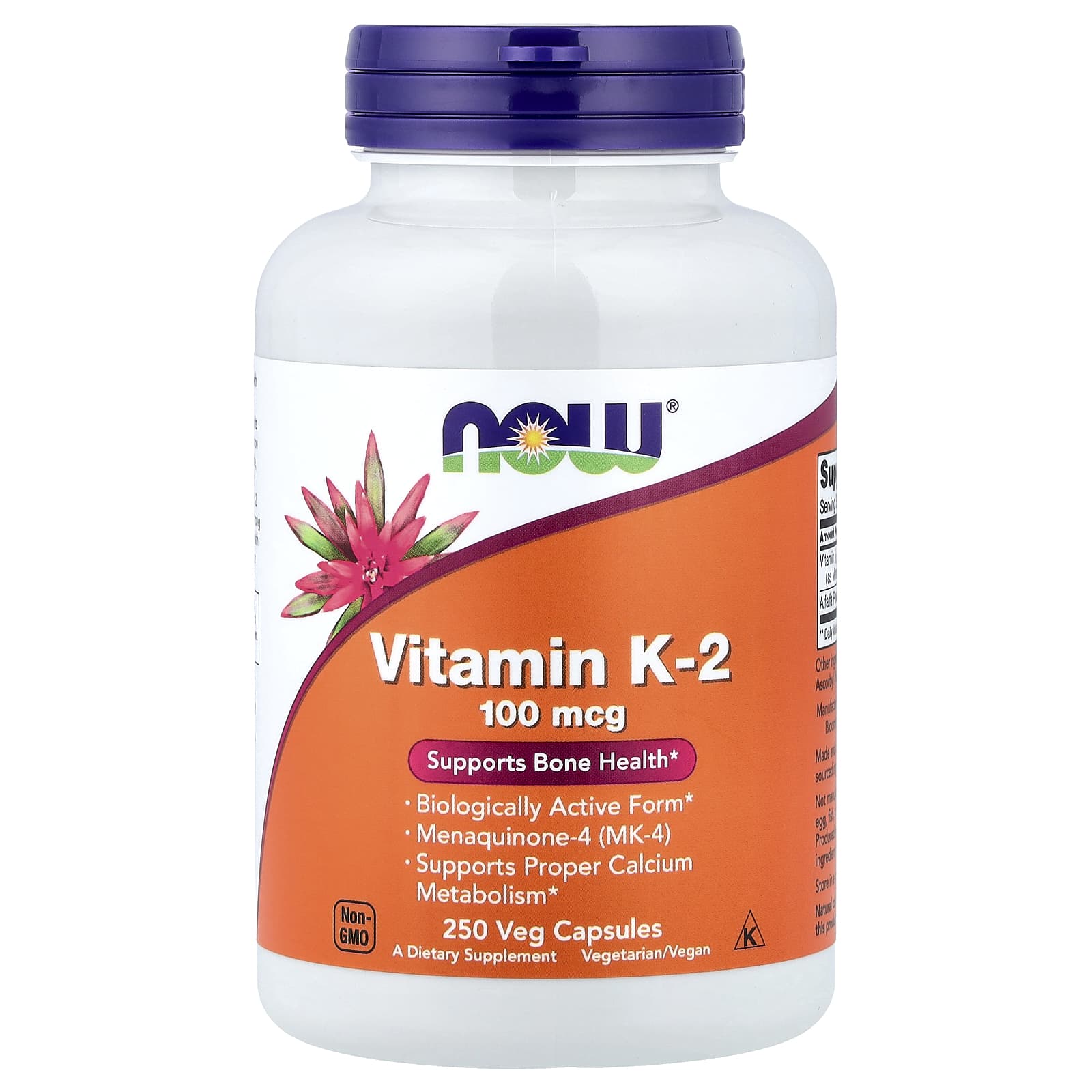 Витамин K NOW Foods -2, 100 мкг, 250 растительных капсул