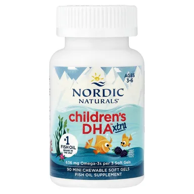 Фото товара: Детский Nordic Naturals DHA™ Xtra -6 90 Mini Chewable Soft Gels, Berry Punch, для детей от 3 лет, мягкие капсулы