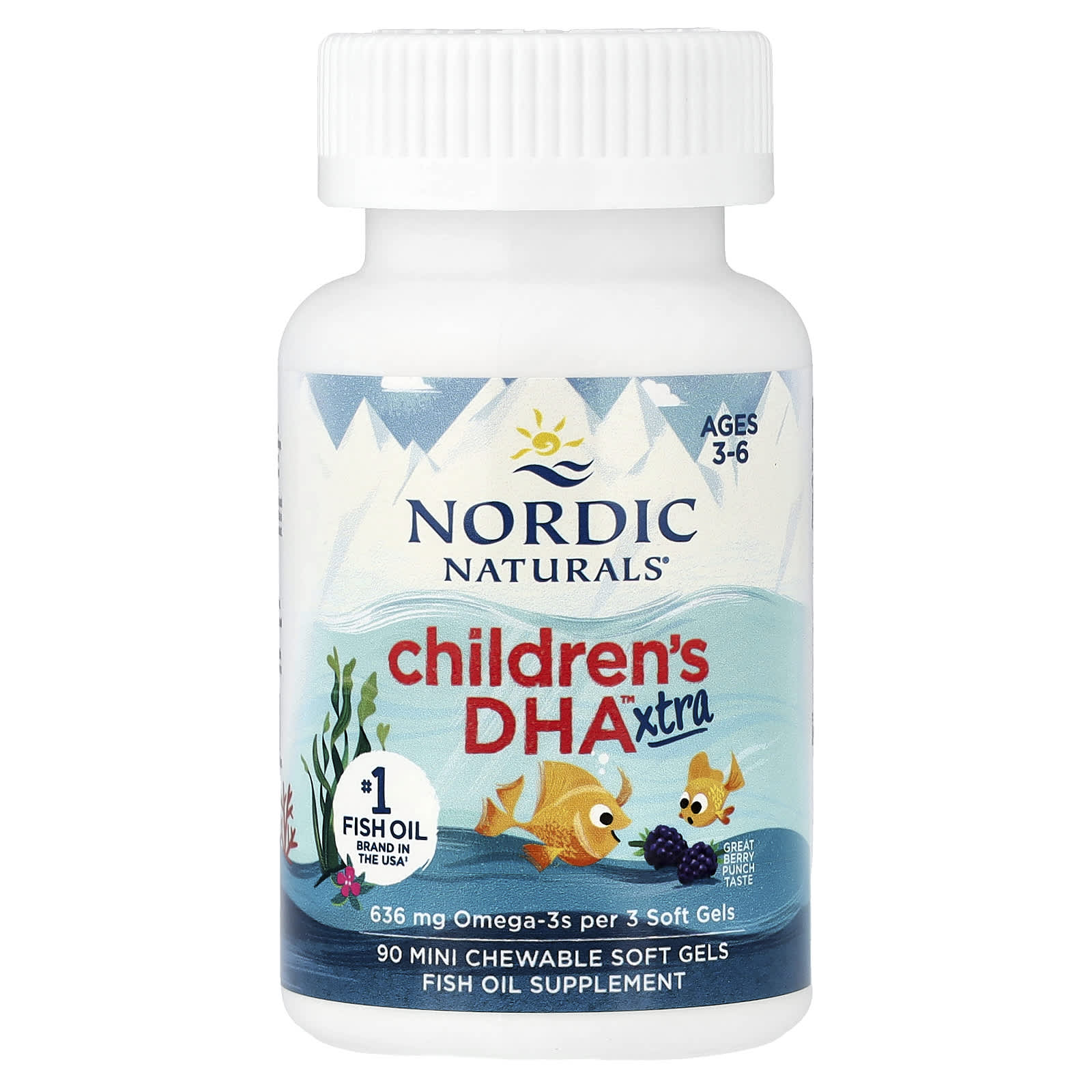 Детский Nordic Naturals DHA™ Xtra -6 90 Mini Chewable Soft Gels, вкус Berry Punch, для детей от 3 лет, мягкие капсулы