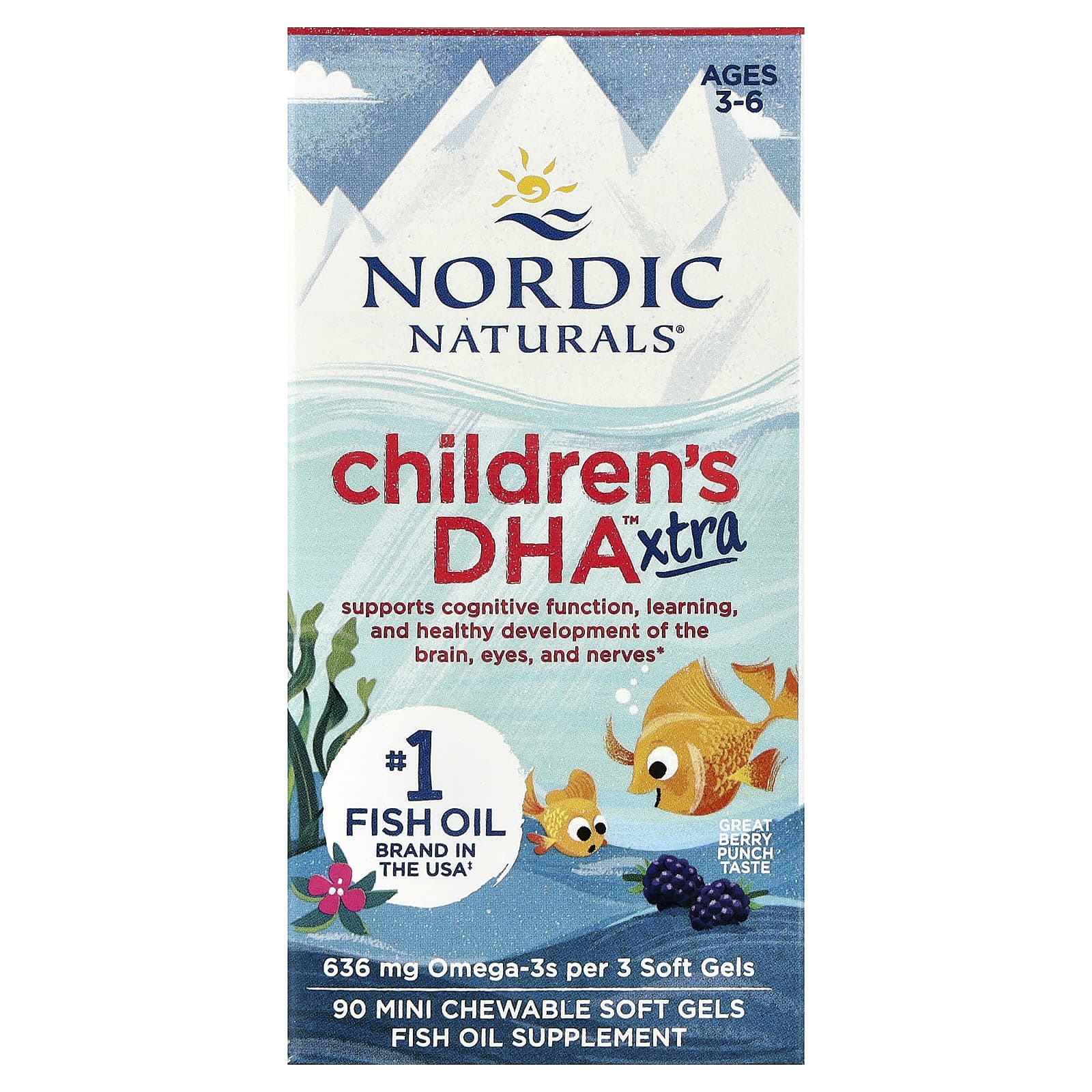 Детский Nordic Naturals DHA™ Xtra -6 90 Mini Chewable Soft Gels, вкус Berry Punch, для детей от 3 лет, мягкие капсулы — фото 2