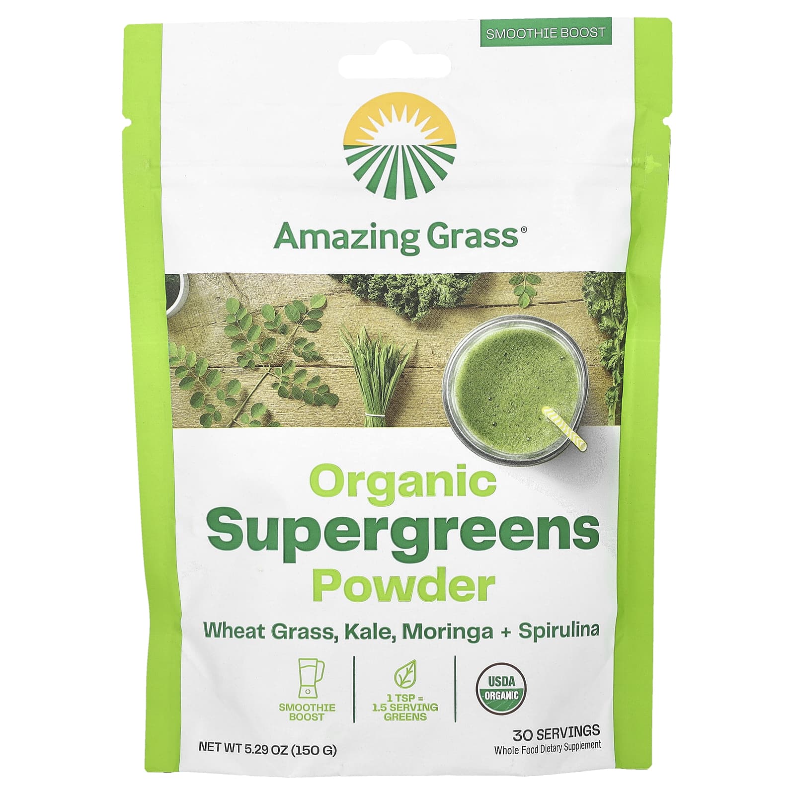 Порошок Amazing Grass Organic Supergreens, 150 г