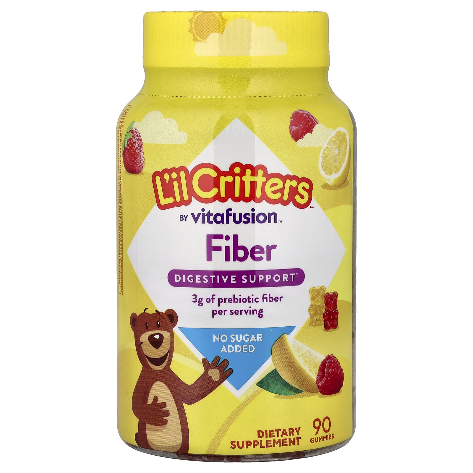 Клетчатка L'il Critters Gummies Lemon Raspberry Strawberry, 90 жевательных пастилок