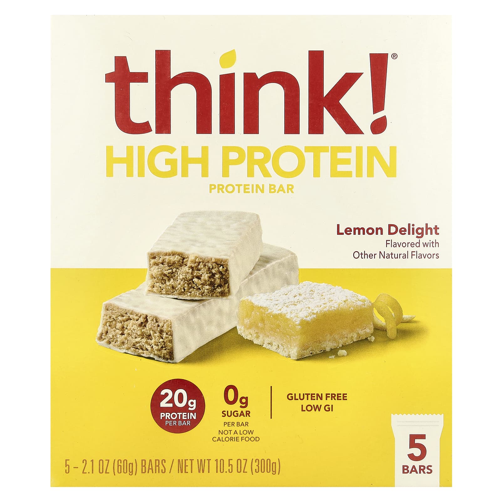Протеин Think ! High Bars, вкус Lemon Delight, 60 г, 5 шт., батончик — фото 2