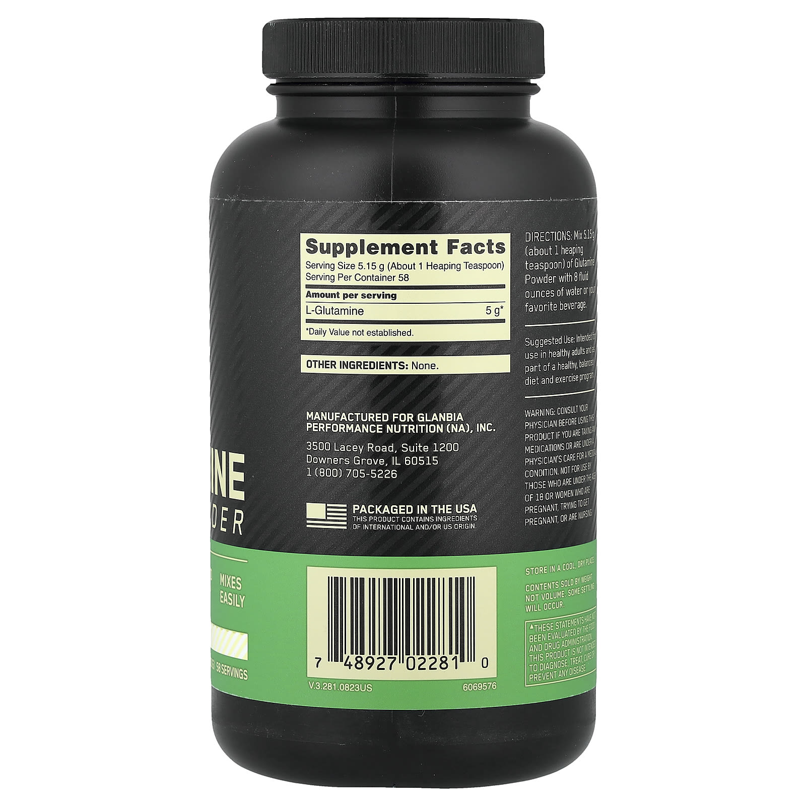 Порошок Optimum Nutrition Glutamine, без вкуса, 300 г — фото 2