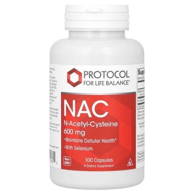 NAC Protocol for Life Balance (N-Acetyl-Cysteine), 600 мг, 100 растительных капсул