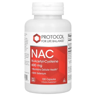 Фото товара: NAC Protocol for Life Balance (N-Acetyl-Cysteine), 600 мг, 100 растительных капсул