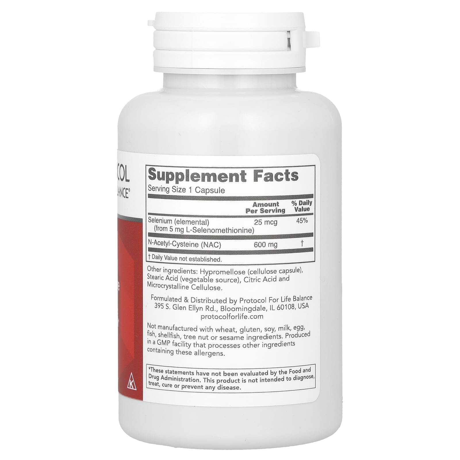 NAC Protocol for Life Balance (N-Acetyl-Cysteine), 600 мг, 100 растительных капсул — фото 2