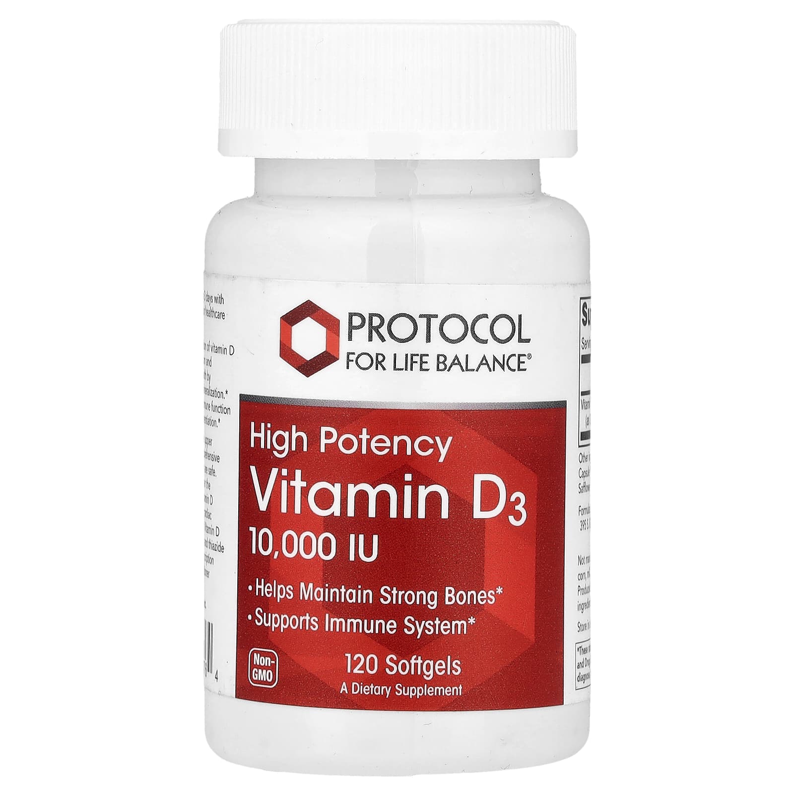 Витамин D3 Protocol for Life Balance High Potency, 250 мкг (10000 МЕ), 120 мягких капсул