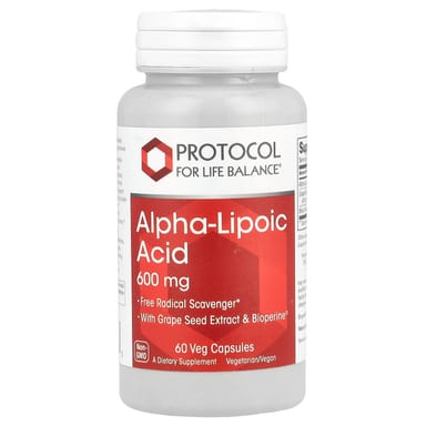 Альфа-липоевая кислота Protocol for Life Balance Alpha-Lipoic Acid, 60 растительных капсул