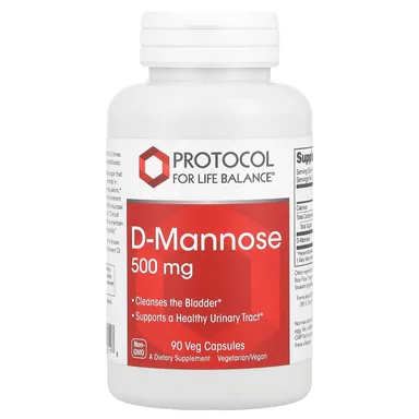 Фото товара: D-манноза Protocol for Life Balance D-Mannose, 500 мг, 90 растительных капсул
