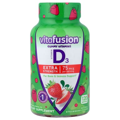 Витамин D3 VitaFusion Gummy Vitamins, вкус Natural Strawberry, 75 мкг, 37.5 мкг, 120 жевательных пастилок