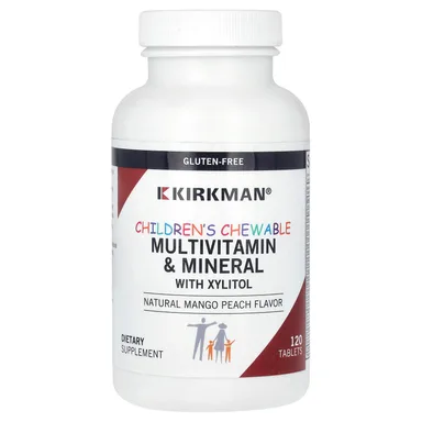 Фото товара: Детские жевательные мультивитамины Kirkman Labs & Mineral with Xylitol Natural Mango Peach, 120 таблеток