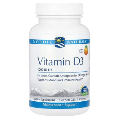 Витамин D3 Nordic Naturals, вкус Orange, 25 мкг (1000 МЕ), 120 мягких капсул