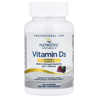 Витамин D3 Nordic Naturals Gummies, вкус «лесные ягоды», 60 жевательных пастилок