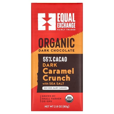 Темный шоколад Equal Exchange Caramel Crunch with Sea Salt 55% Cacao, вкус Organic Dark Chocolate, 80 г