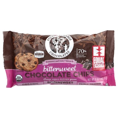 Шоколадные капли Equal Exchange 70% Cacao, вкус Bittersweet Chocolate Chips, 283.5 г
