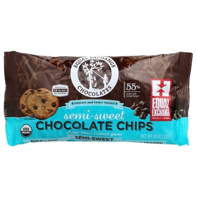 Шоколадные капли Equal Exchange Organic Semi-Sweet 55% Cacao, вкус Chocolate Chips, 283.5 г