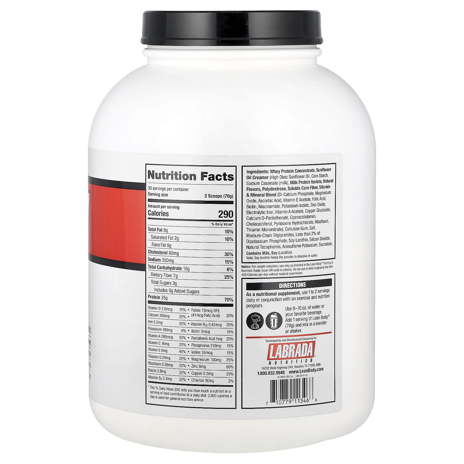 Протеин Labrada Nutrition Lean Body Shake Drink Mix, вкус Vanilla, 100 г, смесь для напитка — фото 2