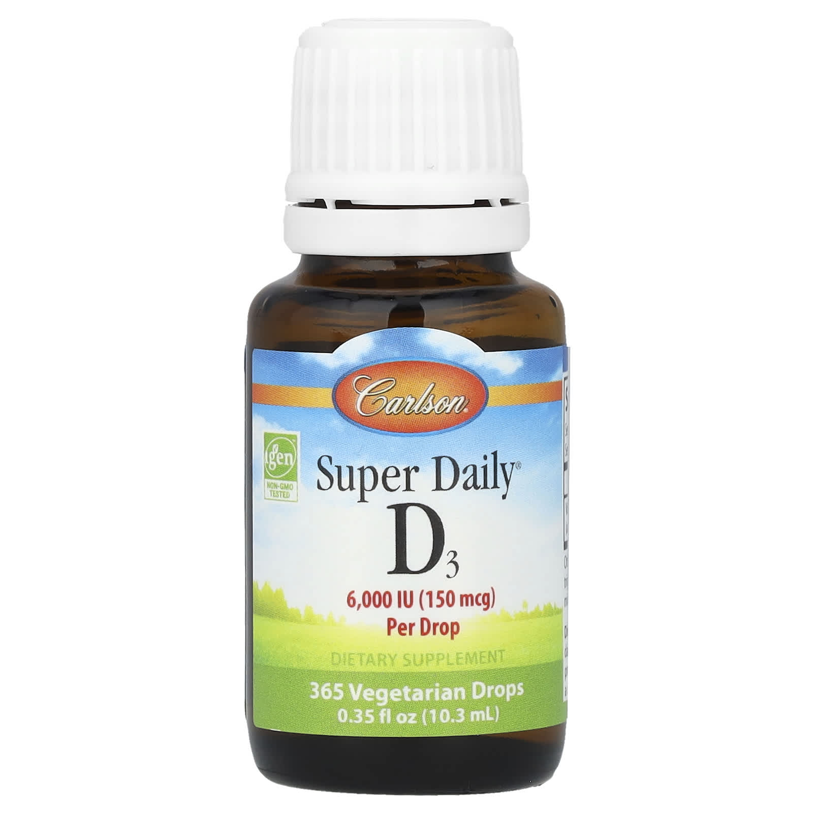 Витамин D3 Carlson Super Daily®, 150 мкг (6000 МЕ), 10.3 мл