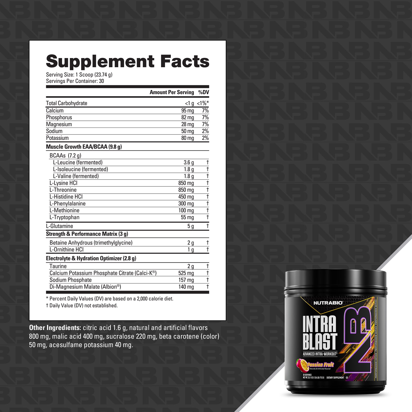 Предтренировочный комплекс NutraBio, 1.56 lb (712 g), вкус маракуйи — фото 4