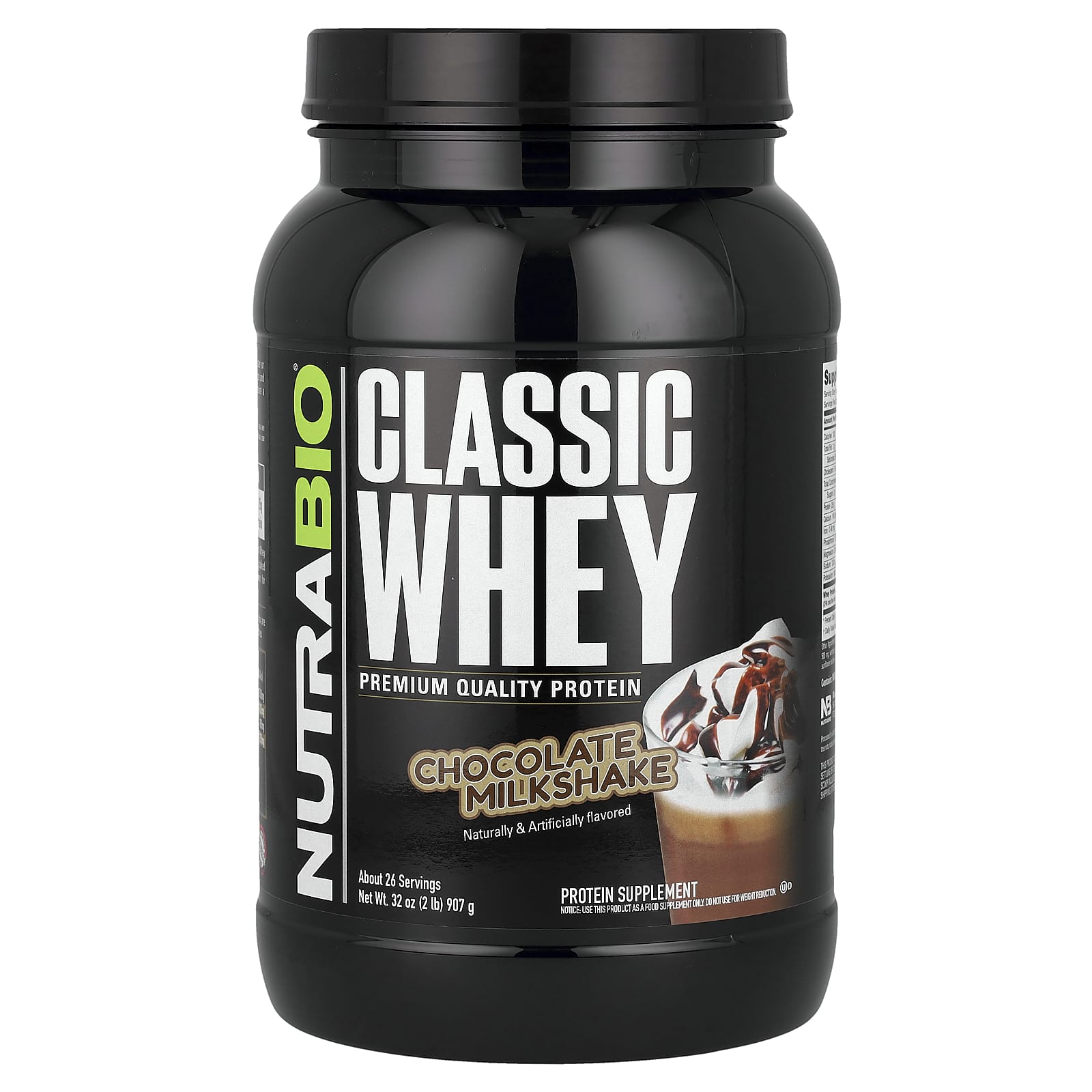 Сывороточный протеин NutraBio Classic, вкус Chocolate Milkshake, 907 г