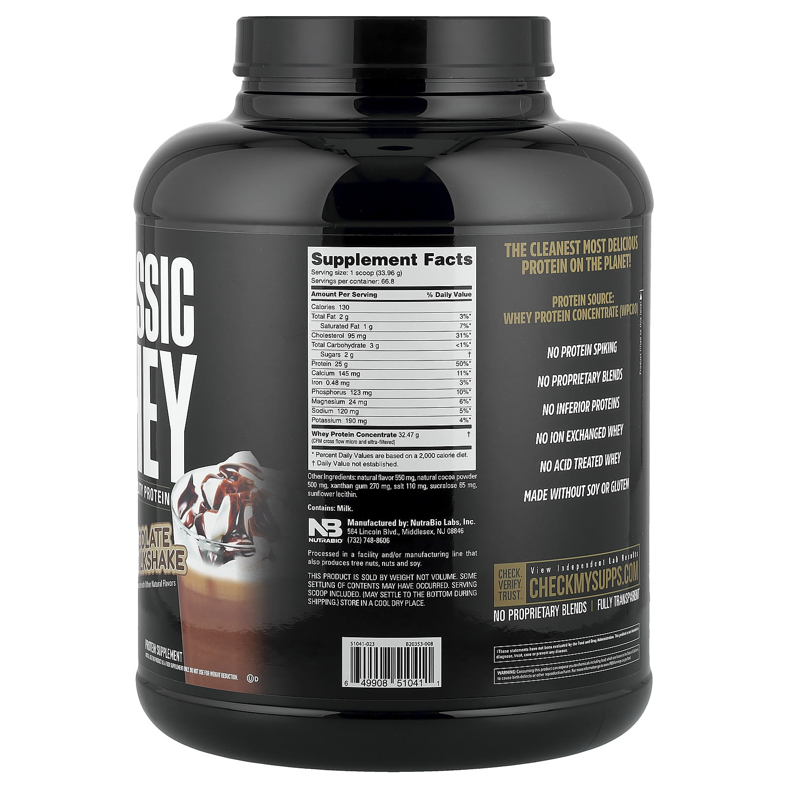 Сывороточный протеин NutraBio Classic, вкус Chocolate Milkshake, 268 г — фото 2