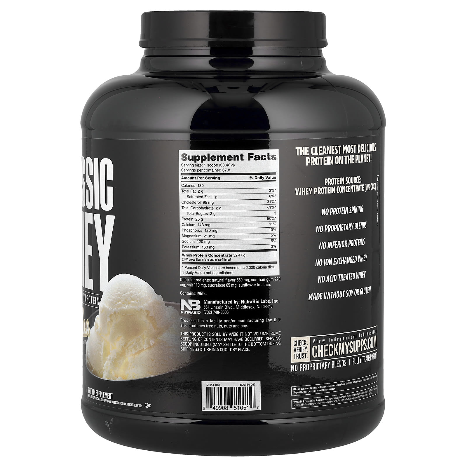 Сывороточный протеин NutraBio Classic, вкус Creamy Vanilla, 268 г — фото 2