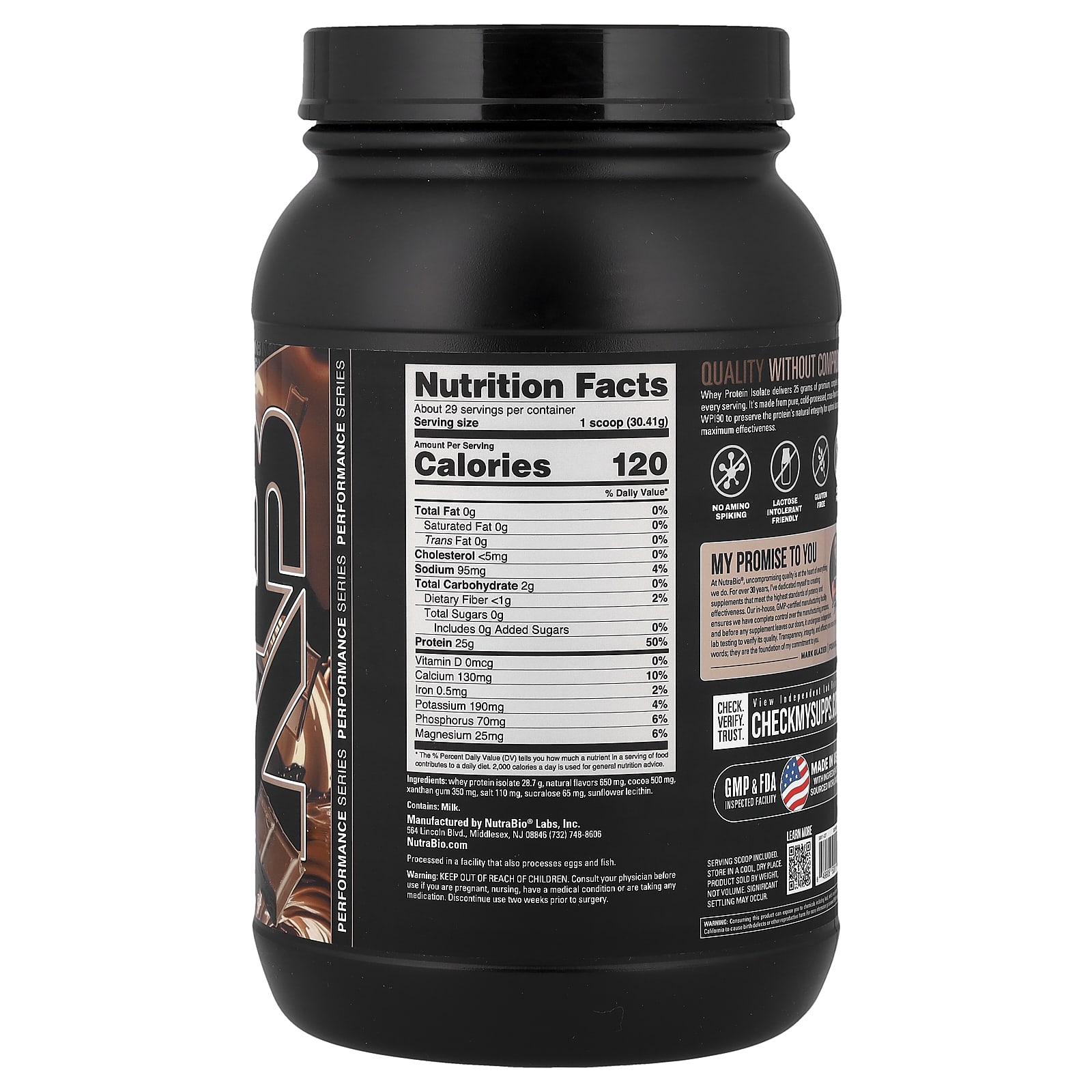 Сывороточный протеин NutraBio Isolate, вкус Gourmet Chocolate, 907 г