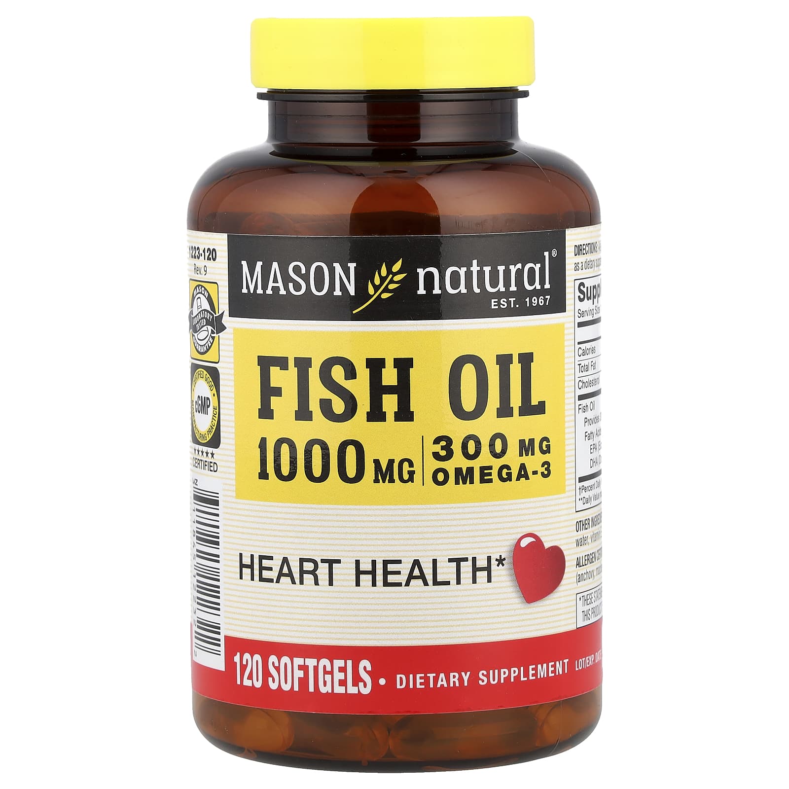 Рыбий жир Mason Natural, 1000 мг, 120 мягких капсул