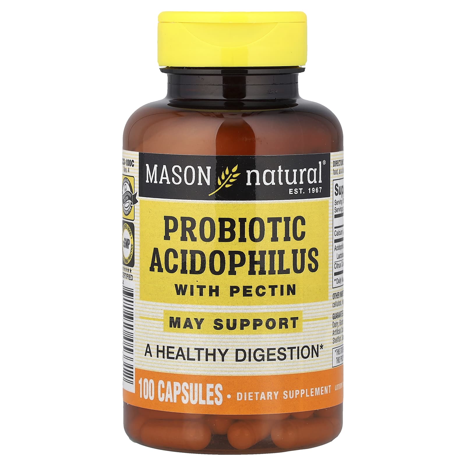 Пробиотик ацидофилус Mason Natural Probiotic with Pectin, 100 капсул