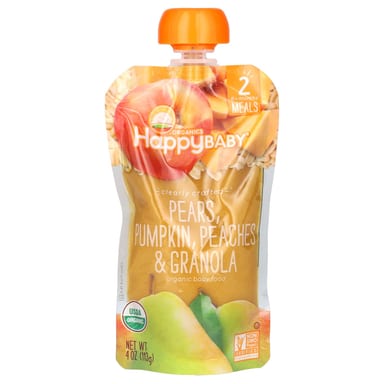 Гранола Happy Family Organics Happy Baby® Organic Baby Food 6+ Months Pears Peaches &, оттенок Pumpkin, 113 г
