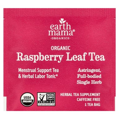 Чайные пакетики Earth Mama Organics 16, без кофеина, вкус 100% Organic Raspberry Leaf Tea, 24 г