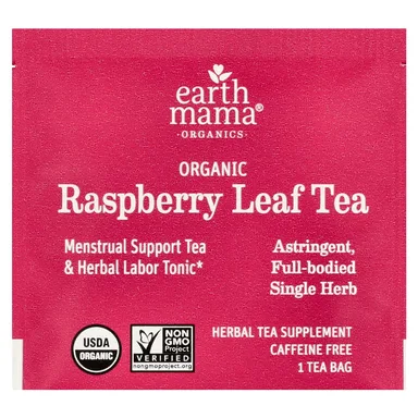 Фото товара: Чайные пакетики Earth Mama Organics 16, без кофеина, 100% Organic Raspberry Leaf Tea, 24 г