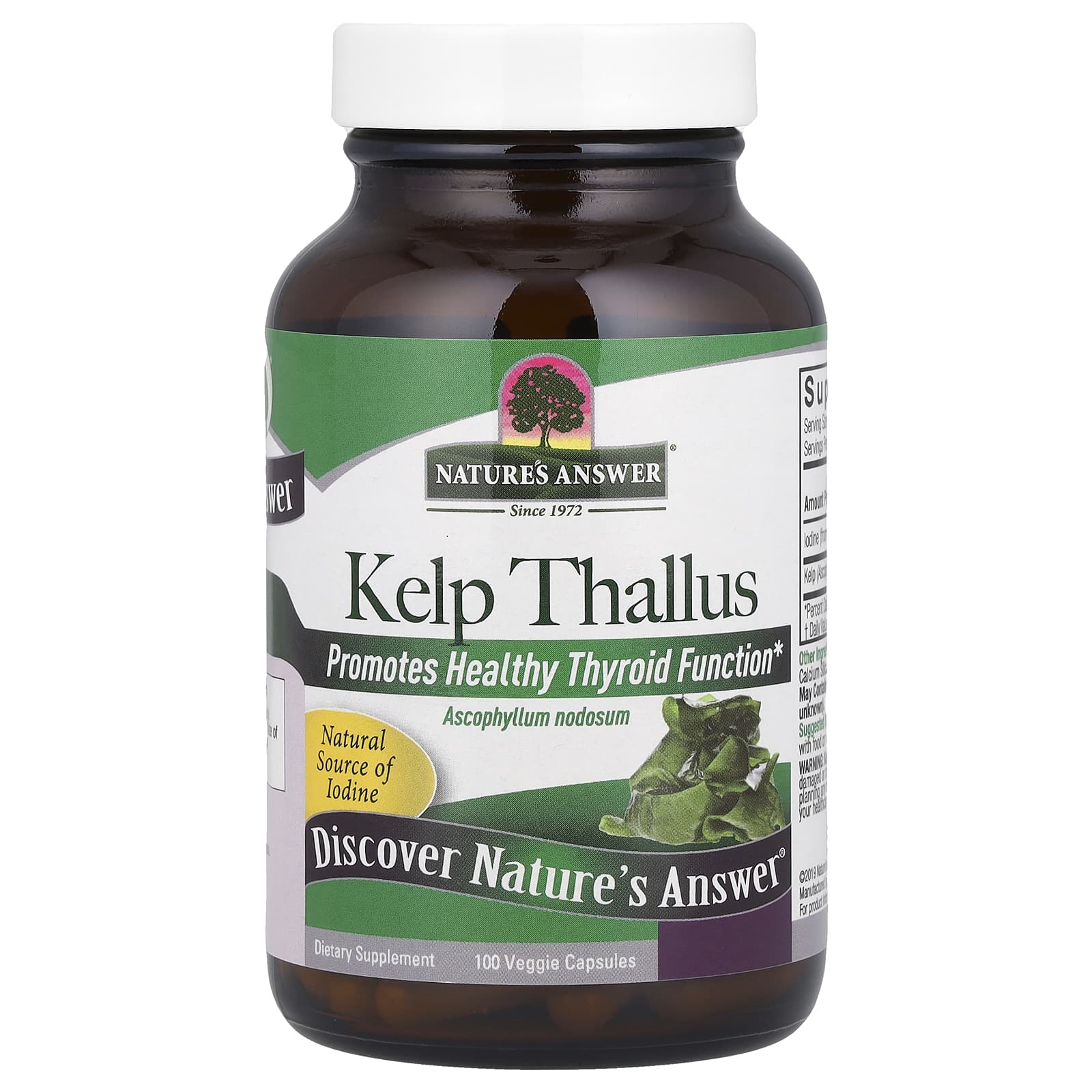 Ламинария Nature's Answer Thallus, 250 мг, 100 растительных капсул