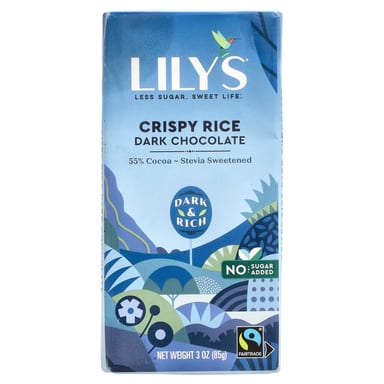 Темный шоколад Lily's Sweets Crispy Rice 55% Cocoa, вкус Dark Chocolate Bar, 85 г, батончик